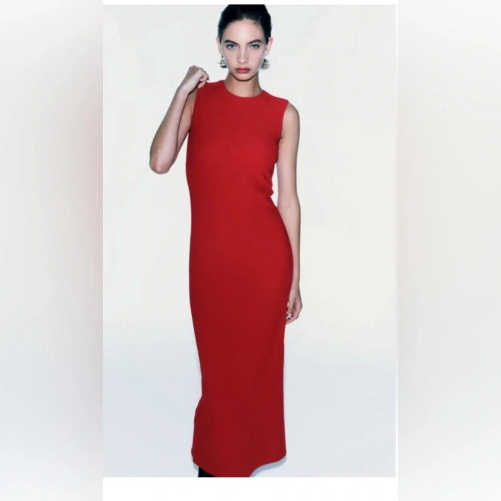 NWT Zara Red Midi Dress - Picture 2 of 11